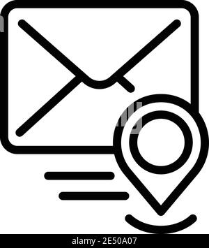 Mail gps pin icon. Outline mail gps pin vector icon for web design isolated on white background Stock Vector