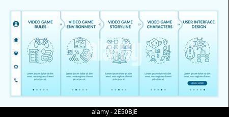 Video game design components onboarding vector template Stock Vector