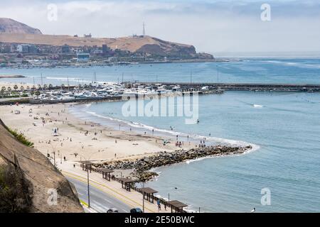 The coastline in the Bohemian district of Barranco in Lima, Peru Stock Photo