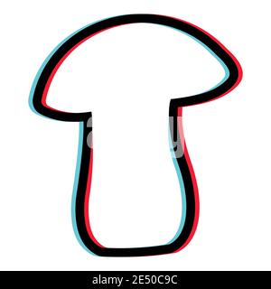 symbol of the magic mushroom with two multiple layers, vector logo of hallucinogenic mushroom, a magic stereoscopic effect Stock Vector