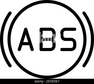Abs car dashboard icon. Outline abs car dashboard vector icon for web design isolated on white background Stock Vector