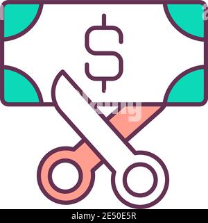 Cost cutting measures. RGB color icon Stock Vector