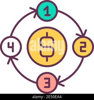 Cost reduction strategies RGB color icon Stock Vector