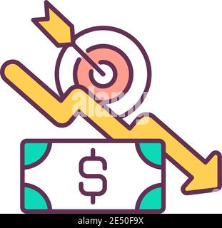 Cost cutting measures RGB color icon Stock Vector
