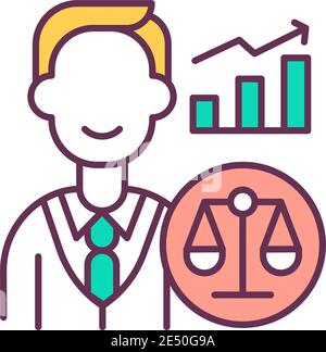Improving financial performance RGB color icon Stock Vector