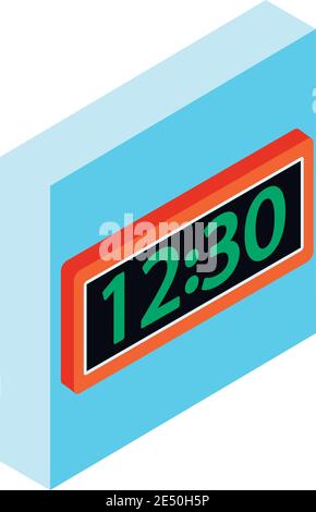Alarm clock icon. Isometric illustration of alarm clock vector icon for web Stock Vector