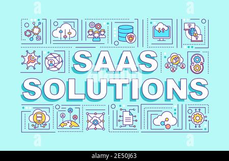 SaaS solutions word concepts banner Stock Vector