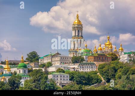 View on Kyiv Pechersk Lavra,  Great Lavra Belltower and Related Monastic Buildings, Kyiv. Ukraine Stock Photo