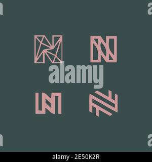 abstract Letter N logo and monogram element design vector set Stock Vector