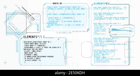 HUD interface elements with part of the code C. Stock Vector