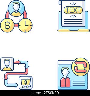 Web analytics RGB color icons set Stock Vector