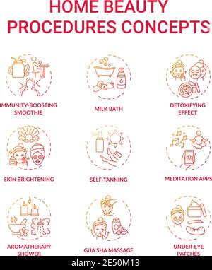 Home beauty procedures concept icons set Stock Vector