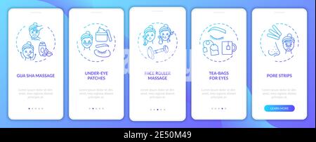 Home face care procedures onboarding mobile app page screen with concepts Stock Vector