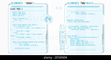 HUD interface elements with part of the code Java. Stock Vector