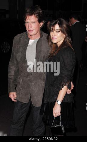 Actor Thomas Haden Church and wife attend the 'Smart People' screening hosted by the Cinema Society & Linda Wells at the Landmark Sunshine Theater in New York City, NY, USA on March 31, 2008. Photo by Gregorio Binuya/ABACAPRESS.COM Stock Photo