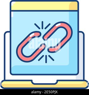 Broken link RGB color icon Stock Vector