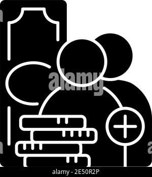 Refer-a-friend-program black glyph icon Stock Vector