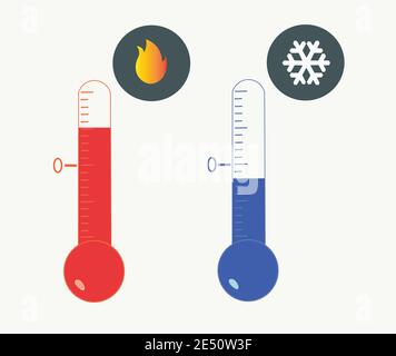 Colorful Cold and Hot Thermometers Vector Illustration. Stock Vector