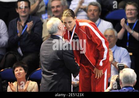 France's Laure Manaudou performs on women's 100m backstroke during the French Swimming Championships 2008 in Dunkerque, France on April 22, 2008. Photo by Christophe Guibbaud/Cameleon/ABACAPRESS.COM Stock Photo