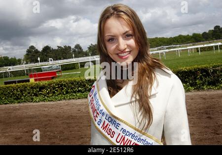 2nd runner-up of elected Miss France 2008 pageant, Laura Tanguy poses as the patron of the Bouscat Horsetracks Grand Prix in Le Bouscat, southwestern France on April 23, 2008. Laura Tanguy will be the French representative to the 2008 Miss Universe contest, as Miss France 2008 Valerie Begue resigned after the publication of equivocal pictures. Photo by Patrick Bernard/ABACAPRESS.COM Stock Photo