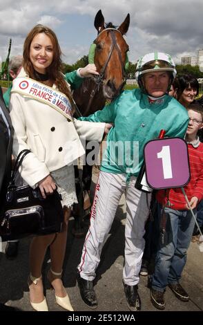 2nd runner-up of elected Miss France 2008 pageant, Laura Tanguy poses as the patron of the Bouscat Horsetracks Grand Prix in Le Bouscat, southwestern France on April 23, 2008. Laura Tanguy will be the French representative to the 2008 Miss Universe contest, as Miss France 2008 Valerie Begue resigned after the publication of equivocal pictures. Photo by Patrick Bernard/ABACAPRESS.COM Stock Photo