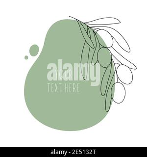 Minimal olive leaf on abstract shapes background.  Stock Vector