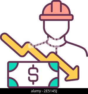 Cost cutting measures RGB color icon Stock Vector