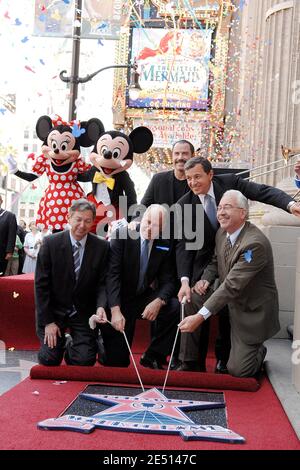 Former Walt Disney Co. CEO Michael D. Eisner is honored with the 2,361st star on the Hollywood Walk Of Fame next to El Capitan Theatre in Los Angeles, CA, USA April 25, 2008. Photo by Lionel Hahn/ABACAPRESS.COM Stock Photo