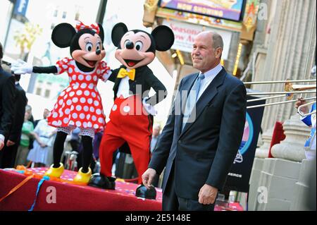 Former Walt Disney Co. CEO Michael D. Eisner is honored with the 2,361st star on the Hollywood Walk Of Fame next to El Capitan Theatre in Los Angeles, CA, USA April 25, 2008. Photo by Lionel Hahn/ABACAPRESS.COM Stock Photo