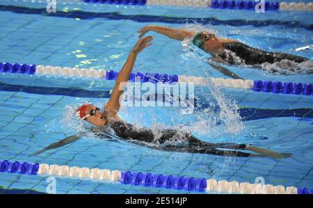 France's Laure Manaudou performs on women's 100m backstroke finale during the French swimming championships in Dunkerque, France, on April 26, 2008. Photo by Christophe Guibbaud/Cameleon/ABACAPRESS.CO Stock Photo