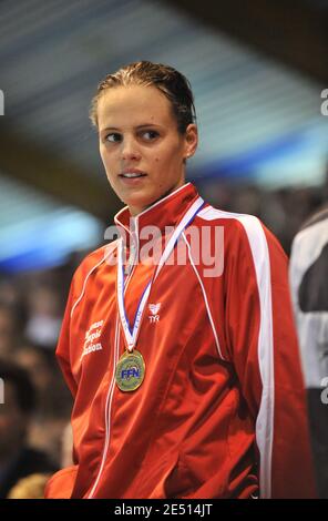 France's Laure Manaudou performs on women's 100m backstroke finale during the French swimming championships in Dunkerque, France, on April 26, 2008. Photo by Christophe Guibbaud/Cameleon/ABACAPRESS.CO Stock Photo