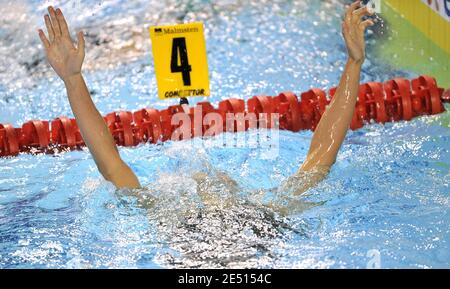 France's Laure Manaudou performs on women's 100m backstroke finale during the French swimming championships in Dunkerque, France, on April 26, 2008. Photo by Christophe Guibbaud/Cameleon/ABACAPRESS.COM Stock Photo