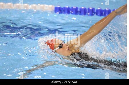 France's Laure Manaudou performs on women's 100m backstroke finale during the French swimming championships in Dunkerque, France, on April 26, 2008. Photo by Christophe Guibbaud/Cameleon/ABACAPRESS.COM Stock Photo