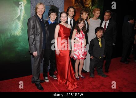Director Andrew Adamson, actors Skendar Keynes, Anna Popplewell, Ben Barnes, Georgie Henley, William Moseley, Tilda Swinton, Peter Dinklage and producer Mark Johnson attend the World Premiere of 'The Chronicles of Narnia: Prince Caspian' at the Ziegfeld Theatre in New York City, NY, USA on May 7, 2008. Photo by S.Vlasic/ABACAPRESS.COM Stock Photo