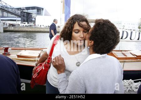 Jacqueline Tabarly, wife of French sailing legend late Eric Tabarly, and her daughter attend the opening of the 'City of sailing - Eric Tabarly' to mark the 10th anniversary of his death in Lorient, western France, on May 17, 2008. Photo by Thomas Bregardis/Cameleon/ABACAPRESS.COM Stock Photo