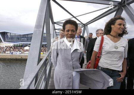 Jacqueline Tabarly, wife of French sailing legend late Eric Tabarly, and her daughter attend the opening of the 'City of sailing - Eric Tabarly' to mark the 10th anniversary of his death in Lorient, western France, on May 17, 2008. Photo by Thomas Bregardis/Cameleon/ABACAPRESS.COM Stock Photo