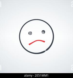 Sad smiley face emoticon line art vector icon for apps and websites Stock Vector