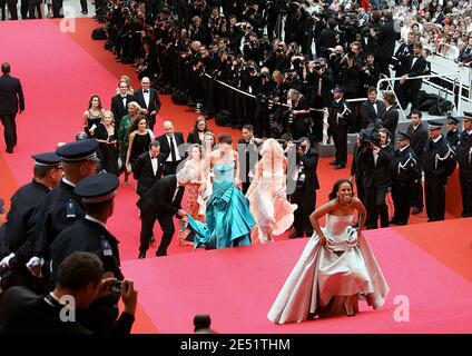 Milla Jovovich and Kerry Washington arriving at the Palais des Festivals in Cannes, France, May 25, 2008, for the screening of Barry Levinson's What Just Happened? presented in competition and closing the 61st Cannes Film Festival. Photo by Denis Guignebourg/ABACAPRESS.COM Stock Photo