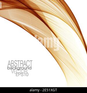 Modern template with brown-yellow wavy curved lines. Flowing veil imitation. Abstract design. Vector colored lines background. Cover layout. EPS10 Stock Vector