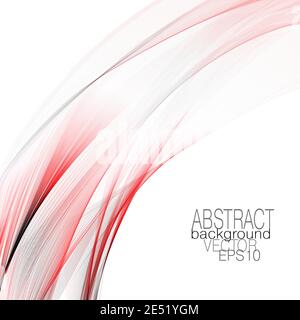 Template, layout with red, gray wavy curved lines. Flowing veil. Modern abstract design. Vector colored art line pattern. White background. EPS10 Stock Vector