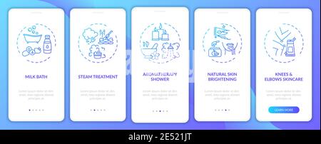 Home spa procedures onboarding mobile app page screen with concepts Stock Vector