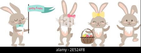 Set of Easter bunnies Stock Vector