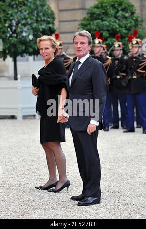 Foreign Affairs Minister Bernard Kouchner and wife Christine Ockrent arrive at the Elysee Palace, for a 'working dinner' given by French President Nicolas Sarkozy for President George W. Bush, in Paris, France on June 13, 2008. Photo by Nebinger-Abd Rabbo/ABACAPRESS.COM Stock Photo