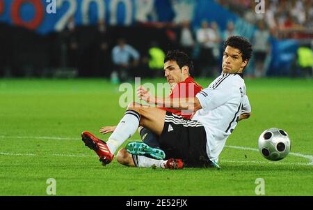 Spain's Cesc Fabregas and Germany's captain Michael Ballack during the UEFA EURO 2008 Final match between Spain vs Germany at Ernst Happel Stadion in Vienna, Austria on June 29, 2008. Spain won 1-0. Photo by Steeve McMay/Cameleon/ABACAPRESS.COM Stock Photo