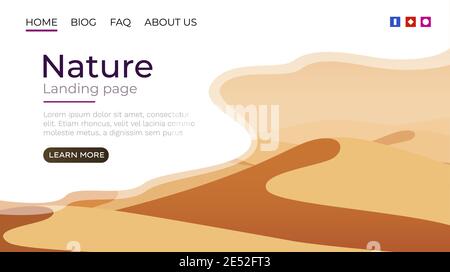 Landing page screen, nature landscape template cover. website ...