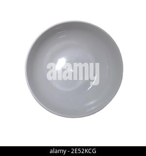 Empty round white plate isolated on white, top view Stock Photo