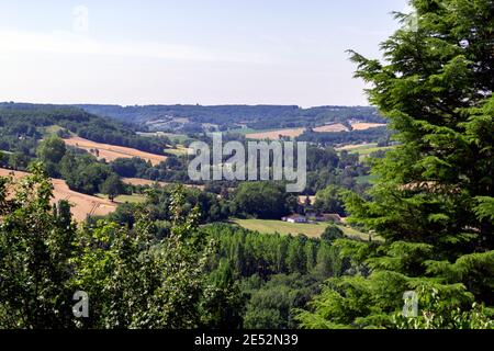 View from the village of Pujols in the Lot-et-Garonne, South of France on a summer day Stock Photo