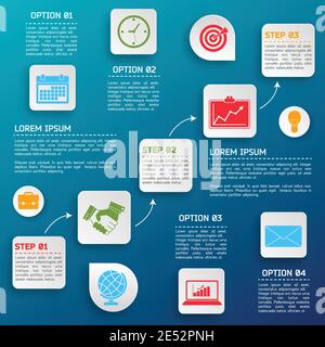 Business infographic elements project and organization steps and options icons vector illustration Stock Vector