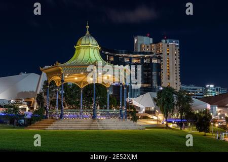 The rotunda in elder park with cityscape in the background in   Adelaide South Australian on January 25th 2021 Stock Photo