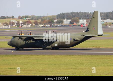 ZH873, a Lockheed Martin Hercules C4 operated by the Royal Air Force, at Prestwick Airport in Ayrshire, Scotland. Stock Photo